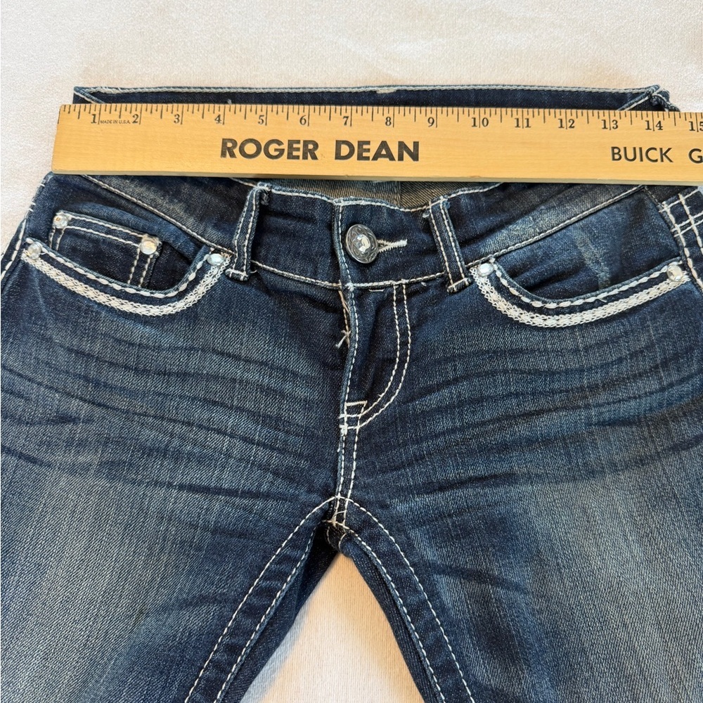 Daytrip Leo 26R Dark Wash Bootcut Jeans Western Cowgirl Y2K Flap Pocket Stretch - Picture 8 of 13